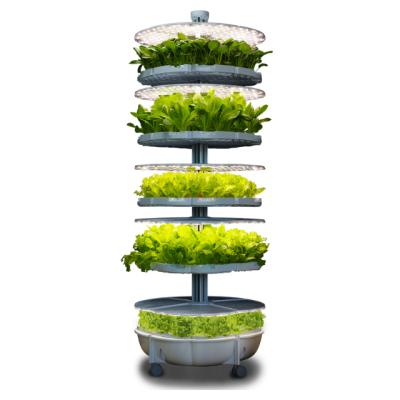 China Modern Indoor Garden Hydroponic Systems 5 Layers 48 Holes Vertical Plant Grow With LED Light Flower Pots for sale