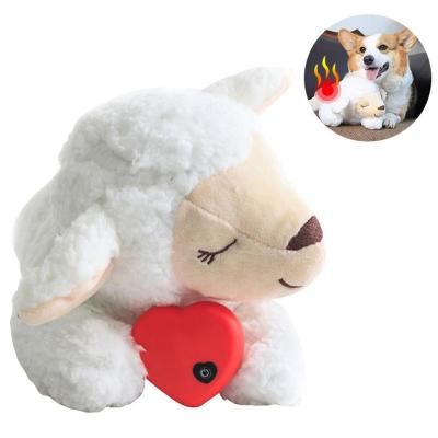 China Cute Viable Behavioral Soporific Relief Doll Durable Heartbeat Puppy Training Toy Plush Pet Comfortable Snuggle Worry Dog Toy for sale