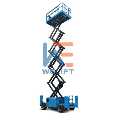 China Aerial Construction Work All Terrain Mobile Mini Electric Drive Self Leveling Crawler Tracked Scissor Lift Man Lift Platform for sale