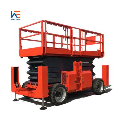 China Aerial Construction Works Self-Propelled 4WD Scissor Lifts Rough-Terrain 450kg Aerial Lifting Woke Platform for sale