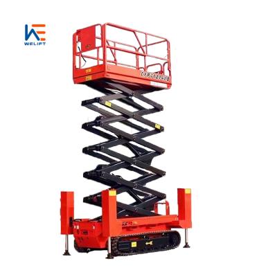 China Hotels 6m, 8m 10m 12m, aerial work platform, self-propelled scissor lift with rubber tracks for sale