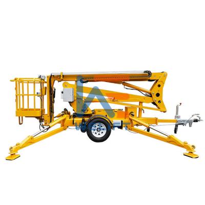 China Cherry Picker Spider Lift Towable Indoor and Outdoor Aerial Work Trailer Telescopic Articulated Boom Lift 8m 10m 12m 14m 16m 18m 20m Made in China for sale