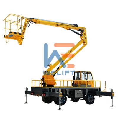 China 2. Aerial construction work truck mounted boom arm lift platform with cockpit for sale