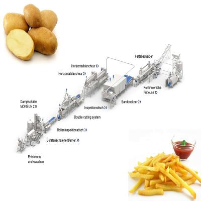 China High Efficiency Potato Chips Line SS304 Potato Chips Processing Machine Frozen French Fries Frying Blanching Making Machine for sale