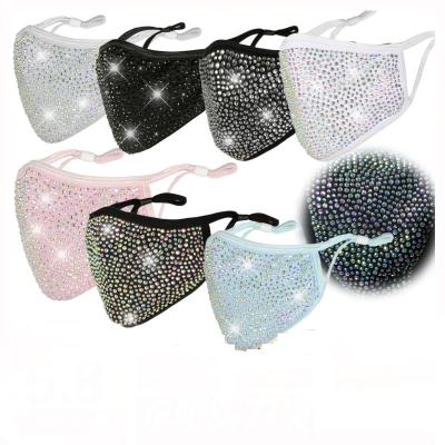 China Hot sale fashion sequin cotton facemask bling custom made facemask eco-friendly material rhinestone fabric for party decoration for sale