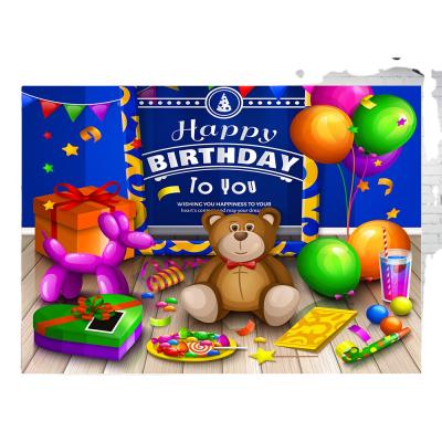 China 2021 Custom Wholesale Digital Printed Happy Birthday Party Banner Flag Celebration Tapestry Hangings for sale