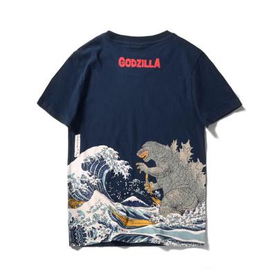 China Wholesale Fashion Men's Anti-wrinkle Wholesale Youth Clothes Harajuku Style Godzilla Absurdity Print Pattern Men's Short Sleeve T-shirt for sale