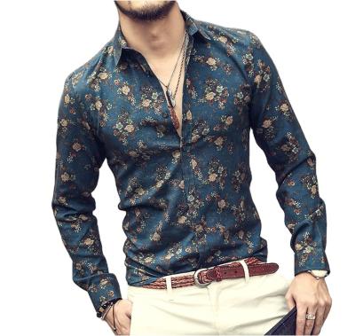 China Mens 3D Printed Shirt Casual Vintage Breathable Floral Shirt for sale