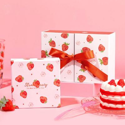 China Luxury Gift Box Double Opening Recycled Materials Birthday Paper Magnetic Gift Box For Promotional Gifts With Ribbon for sale