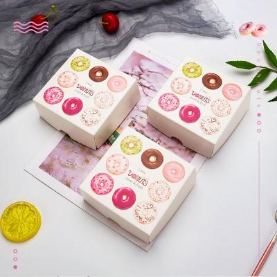 China Recyclable Wholesale Donut Box Food Grade Marcaron Paper Box Take Away Baked Sweet Food Packaging Box for sale