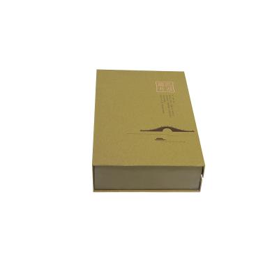 China Longjing luxury famous west lake hangzhou tea gift box Recycled paperboard materials Brown Book-shape packaging foldable box for sale