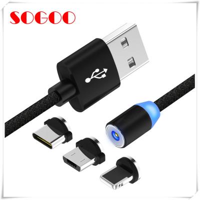 China 3 In 1 Magnetic USB Cable Assembly , 8 Pin / Micro 5 / USB Type C Magnetic Charging Cable for sale