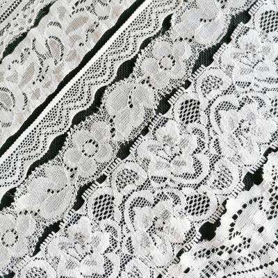 China Wholesale High Quality Viable Nylon Spandex 30mm Lace Trim Stretch Jacquard Soft Elastic White Lace For Underwear for sale