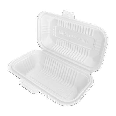 China 500-1200ml disposable clamshell high quality eco friendly hot dog box made of corn strach disposable food containers for food pick up way for sale