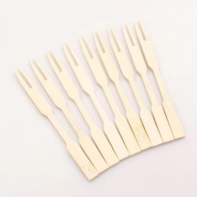 China Customized creative bamboo fork wholesale biodegradable natural eco friendly easily cleaned logo fruit fork sign for snacks, desserts and fruit for sale