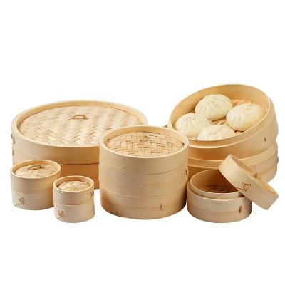 China 2021 Hot Selling Disposable Cookware Set 2 Tier 10inch Eco-Friendly Handmade Bamboo Steamer For Dumplings And Chinese Food for sale