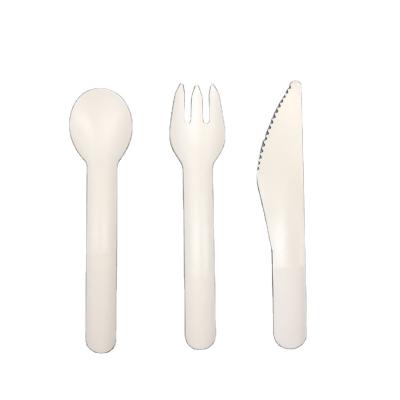 China 100% Amazon Degradable And Eco-friendly Competitive Price 160mm Hot Products Made Of Disposable Paper Cutlery Set for sale