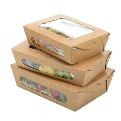 China Hot Selling Amazon 100% Disposable Kraft Paper Compostable Eco-friendly Disposable Food Bowl With Window For Food Handler for sale