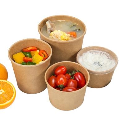 China 2021 Cheap Disposable Manufacturer Various Size 500/750/1000/1300ml Disposable Takeaway Packaging Cup, Bowl In Paper Cup With PET Lip for sale