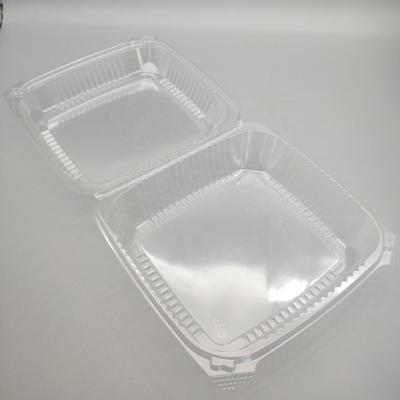 China Recyclable Cold Use Renewable Hinged Plastic Boxes For Salad Box Packaging for sale