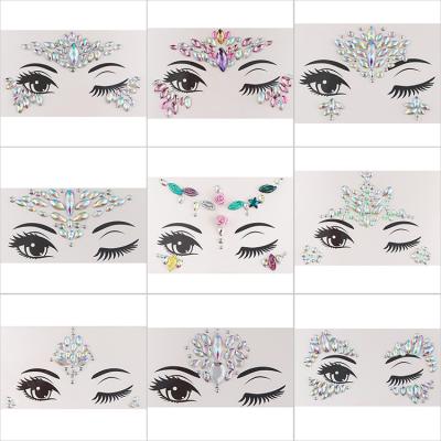 China High Quality Adhesive Temporary Fake Stone Face Gems Stickers Glitter Body Part Festival Temporary Tattoo for sale