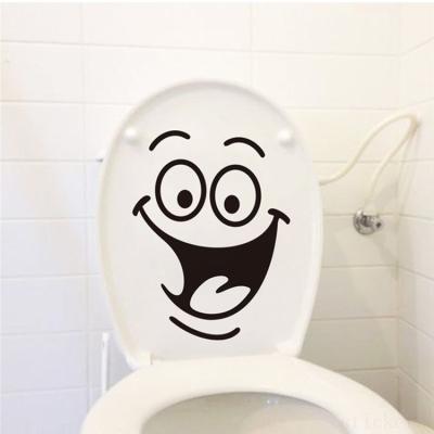 China Wholesale Cheap Home Funny Smile Bathroom Eco Decoration Waterproof Wall Sticker For Toilet for sale