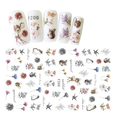 China Waterproof Hot Selling Cute Animal Decal Nail Art Design Low Price DIY Adhesive Stickers for sale