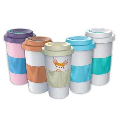 China Sustainable Bamboo Fiber Water Cup With Silicone Sleeve , Eco - Friendly for sale