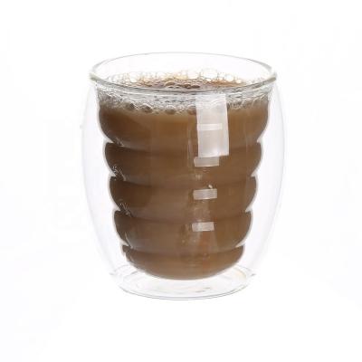 China Mid Century High Borosilicate 300ml Double Wall Mug Modern Design Juice Glass Coffee Mug for sale