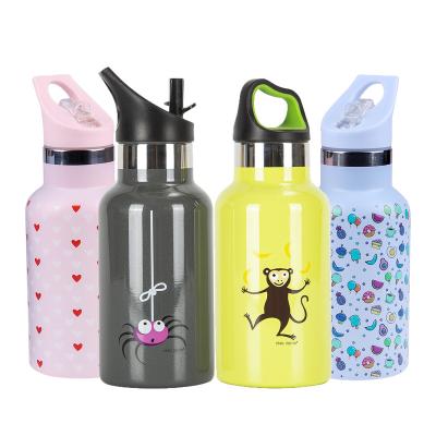 China Sustainable Personalized 12oz Stainless Steel Kids Children Drinking Water Bottles With Straw for sale