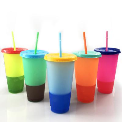 China Gifts 700ml 24oz Temperature Sense Gradient Color Changing Promotional Advertising Plastic Tumbler for sale