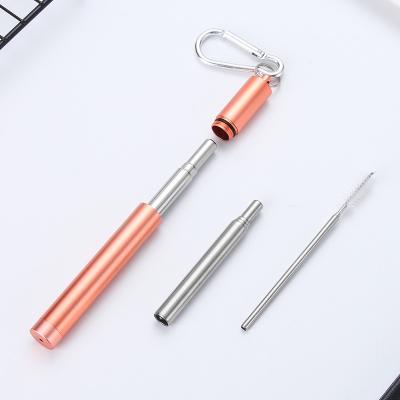 China Sustainable Telescopic Collapsible Stainless Steel Straw For Drinking Beer And Coffee With Case And Brush for sale