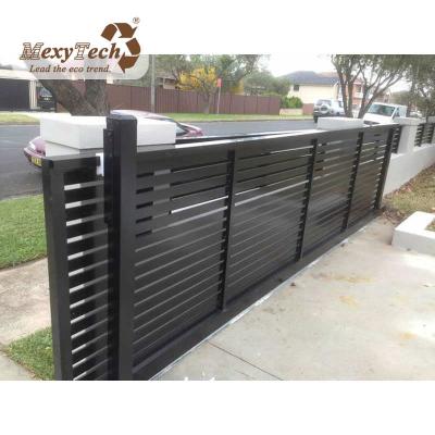 China Customized easily assembled full lattice fence gate wpc electric sliding wooden plastic fence for sale