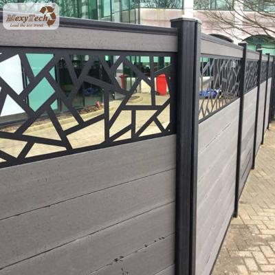 China European design wpc easily assembled retractable fence the yard with UV resistance carven barrier for sale