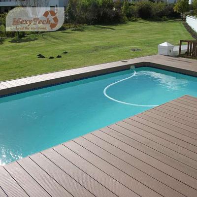 China Contemporary wooden garden pool decking co-extrusion wpc plastic decking crack-resistant no gap decking for sale