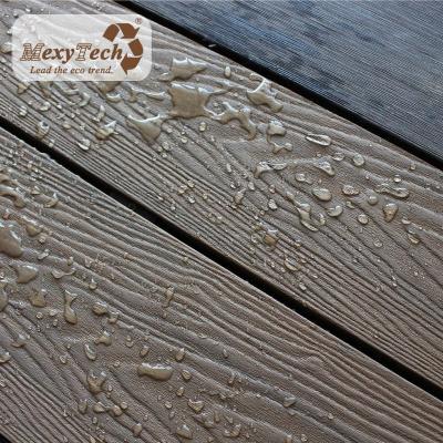 China Modern Waterproof Pool Decking 140*25mm WPC Classic 3D Embossing WPC Decking for sale