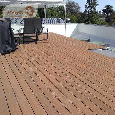 China Anti-water round hole WPC Decking second generation co-extrusion wood and plastic composite exterior decking for sale