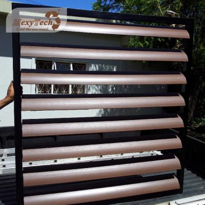 China Horizontal Wpc Material Eco Material Sun Shade Building Louvers Wooden Plastic Composite Blade Facade Canopy for sale