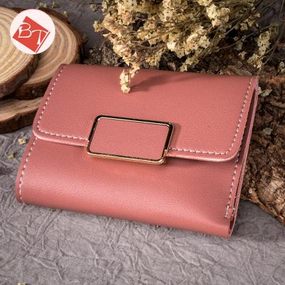 China Fashion PU Leather Solid Women's Wallet Phone Purse Travel Fold Over Wallet for sale