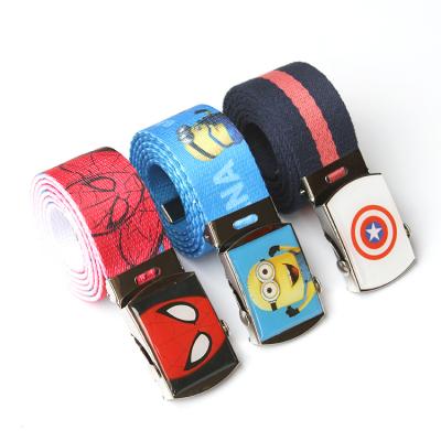 China Canvas Belts Drip Glue Iron Buckle Around The Army Buckle Brand Spiderman Children Kids Canvas Belt for sale