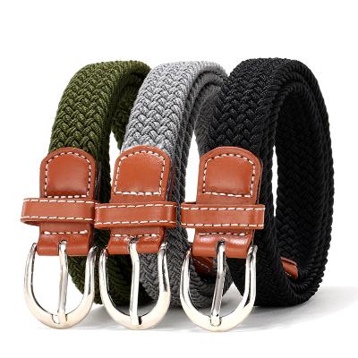 China factory wholesale woven fabric braided kids belt elastic kids belt high quality knitted cotton belt custom made 2.5cm*90cm for sale