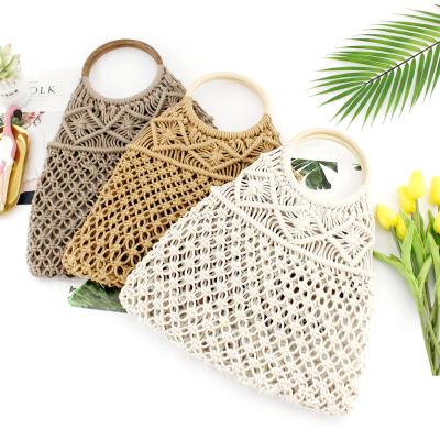 China Wholesale Customized Fashion Women Beach Cotton Mesh String Bag Woman Handbag Fashion Women Bag for sale