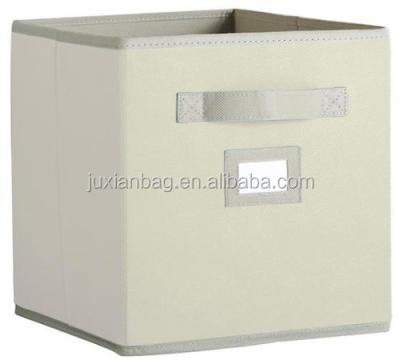 China Sustainable Nonwoven Storage Boxes , Folding Basket With Small Label Holder for sale