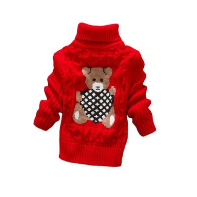 China Custom Cartoon Knitting Patterns Kids Turtle Neck Sweater Anti-shrink Pullover Sweater for sale