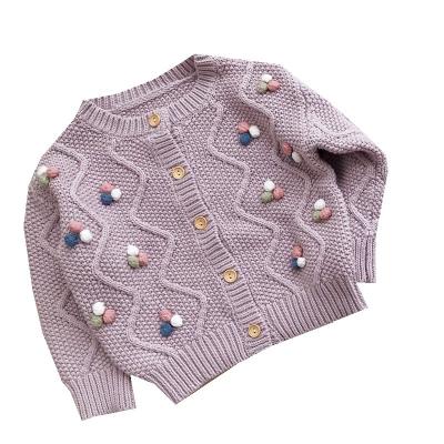 China Custom Girl Anti-Shrink Sweater Girls Neutral Embroidered Cardigan Sweaters Small for sale