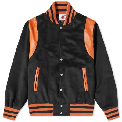 China Waterproof Custom Man Jacket Wool Fabric With Contrast Leather Baseball Jacket Man for sale