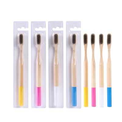 China For Home Use Eco Friendly Degradable Colorful Round Handle Soft Charcoal Stiffen Bamboo Toothbrush for sale