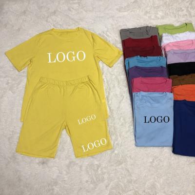 China Breathable Plus Size Logo T-shirts Custom Biker Shorts 2021 Summer Women 2 Two Piece Pants Shorts Sets Women Clothing Vendor for sale