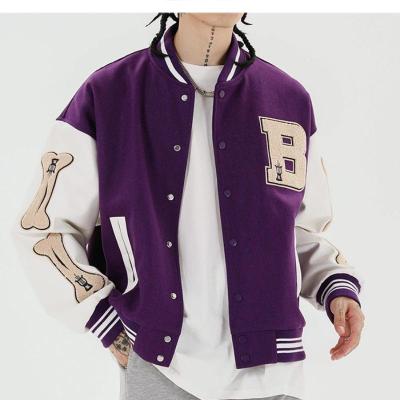 China College Windproof Coat Patchwork Patchwork Letter Bone Embroidery Hip Hop Jacket Baseball Men's Casual Loose Unisex Jackets For Women 2021 for sale