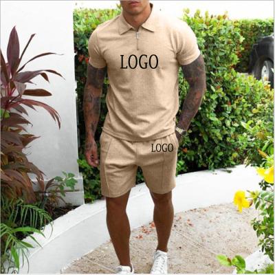 China Wholesale Breathable Mens Shorts Logo Zipper Tops Casual Tracksuit Custom Made Shirts Mens Fits 2 Piece Shorts Set Mens Clothing Plus Size 3Xl for sale